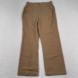 Zero + Maria Cornejo Pants 4 Brown Cupro Cotton Elastic Waist Pockets Flowy USA